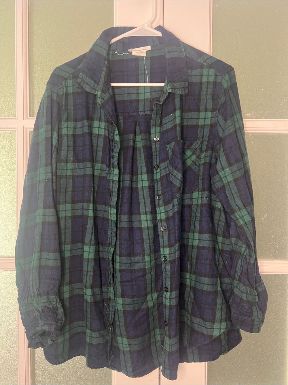 beachlunchlounge Green and Navy Plaid Button-Down Shirt